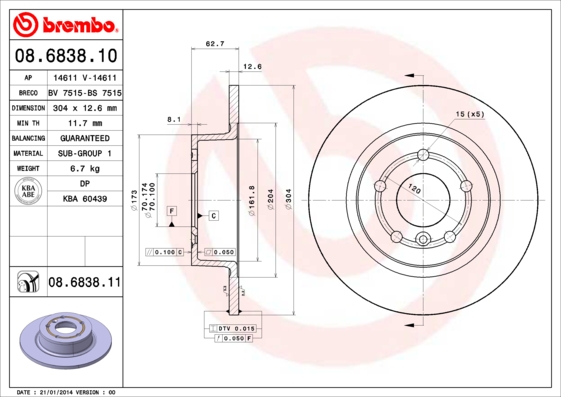 Brembo Remschijven 08.6838.11