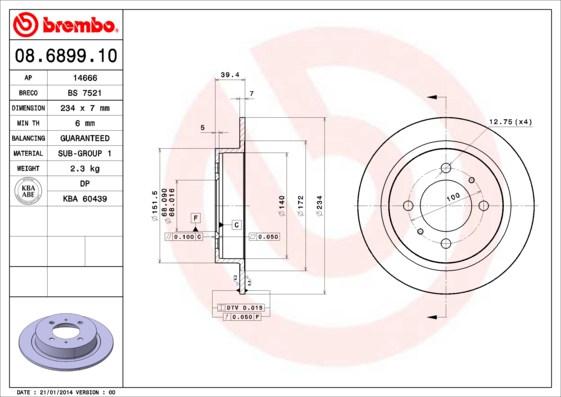 Brembo Remschijven 08.6899.10