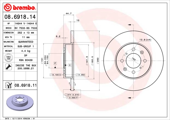 Brembo Remschijven 08.6918.11