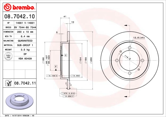 Brembo Remschijven 08.7042.11