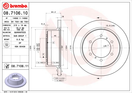 Brembo Remschijven 08.7106.11