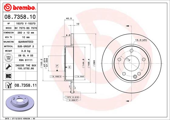 Brembo Remschijven 08.7358.11