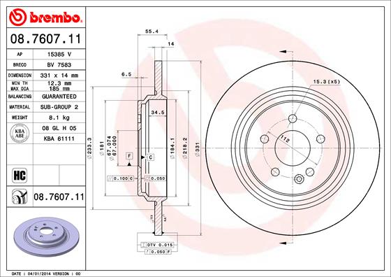 Brembo Remschijven 08.7607.11