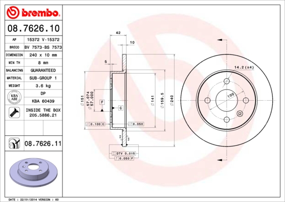 Brembo Remschijven 08.7626.11