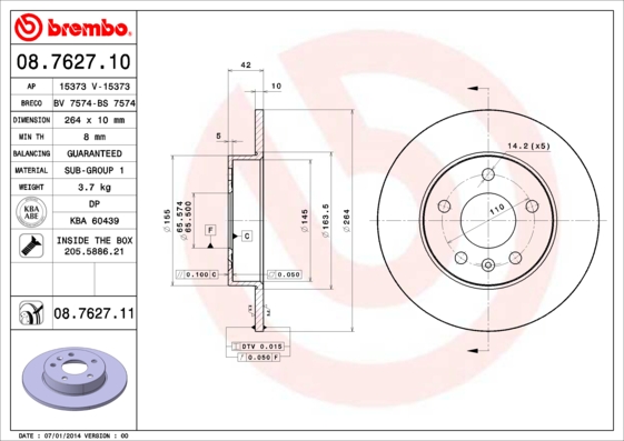 Brembo Remschijven 08.7627.11