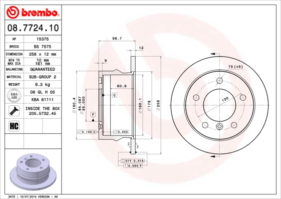 Remschijven Brembo 08.7724.10