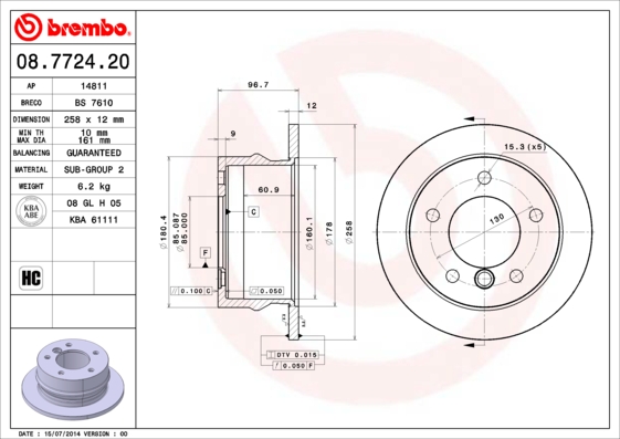 Brembo Remschijven 08.7724.20