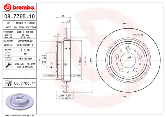 Brembo Remschijven 08.7765.11