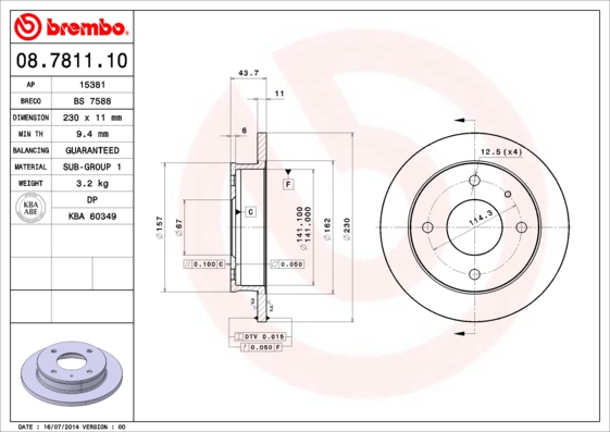 Brembo Remschijven 08.7811.10