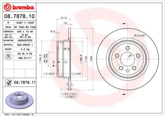 Brembo Remschijven 08.7878.11