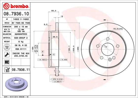 Brembo Remschijven 08.7936.11