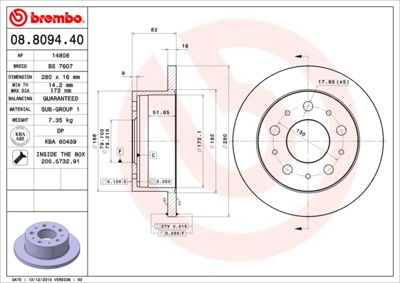 Brembo Remschijven 08.8094.40