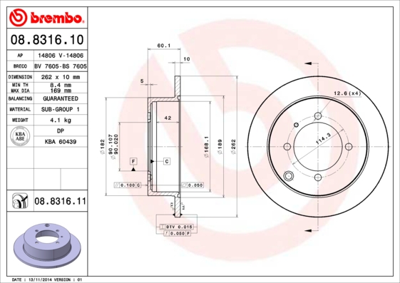 Brembo Remschijven 08.8316.11