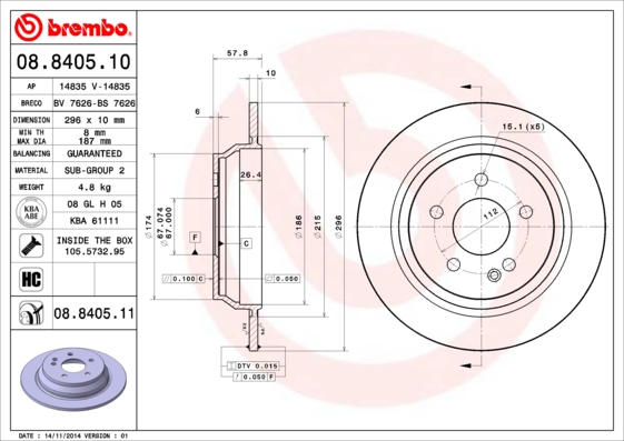 Brembo Remschijven 08.8405.11