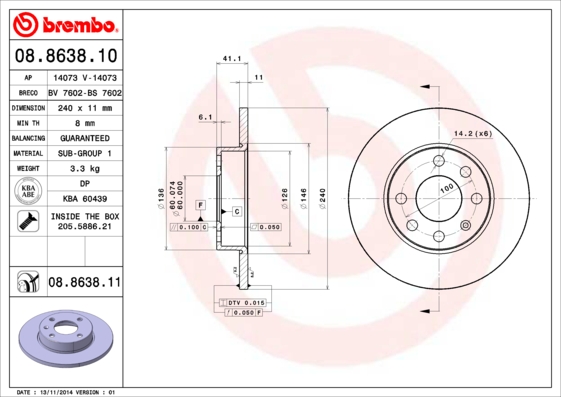 Brembo Remschijven 08.8638.11