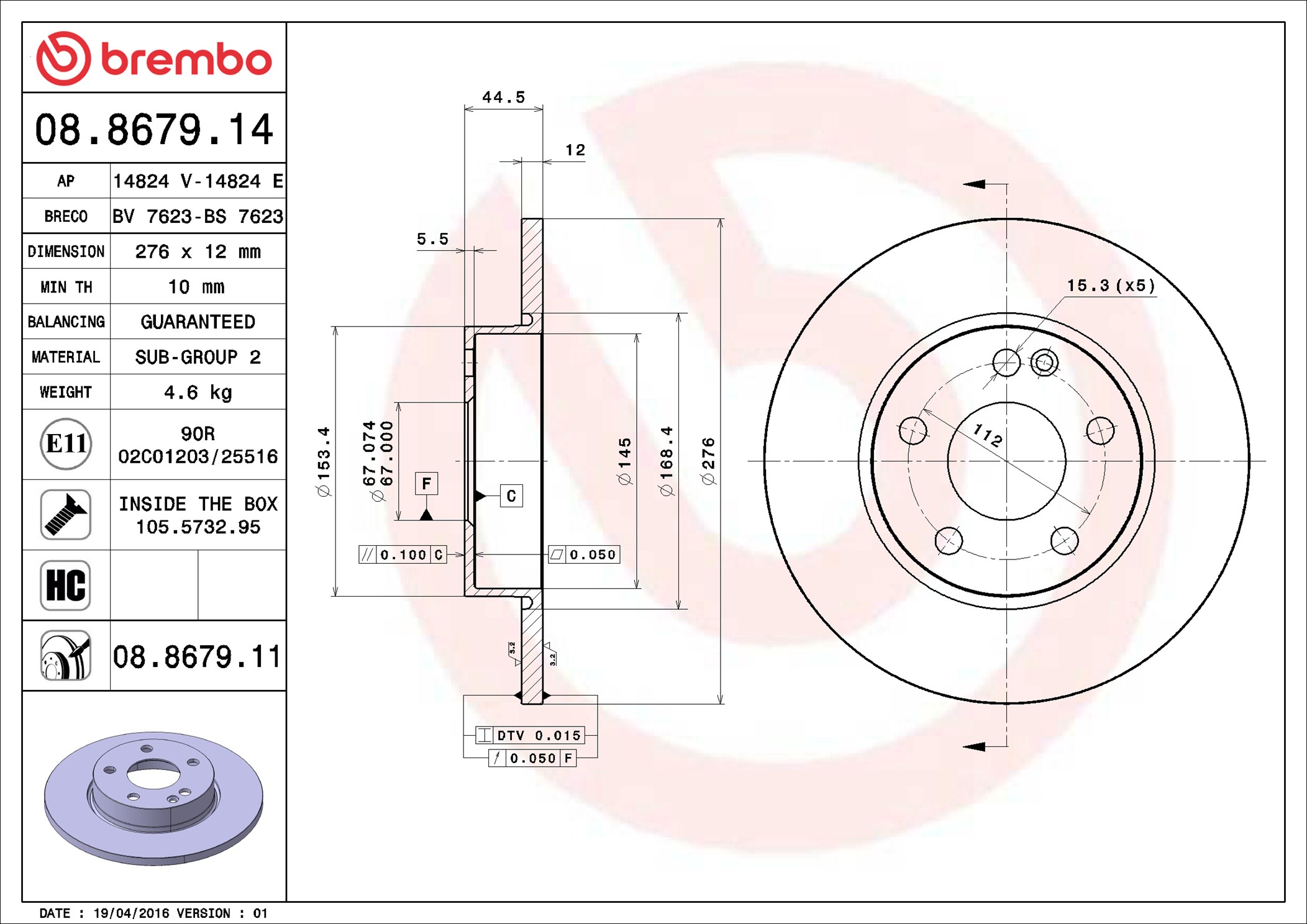 Brembo Remschijven 08.8679.11