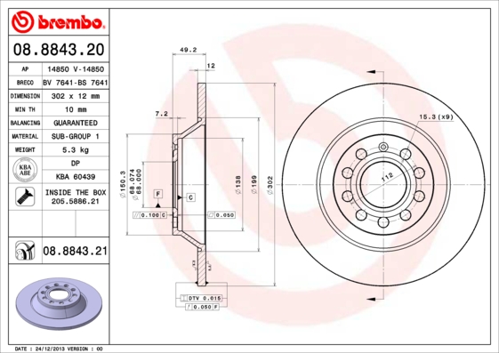 Brembo Remschijven 08.8843.21