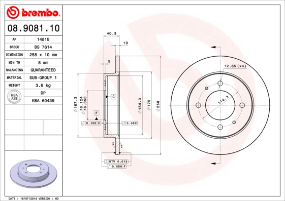 Brembo Remschijven 08.9081.10