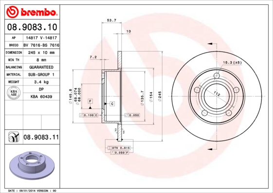 Brembo Remschijven 08.9083.11