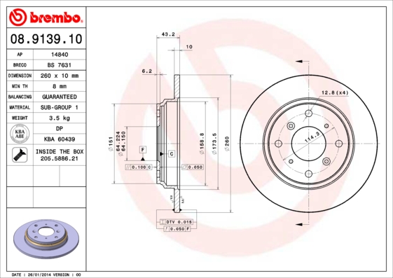 Brembo Remschijven 08.9139.10