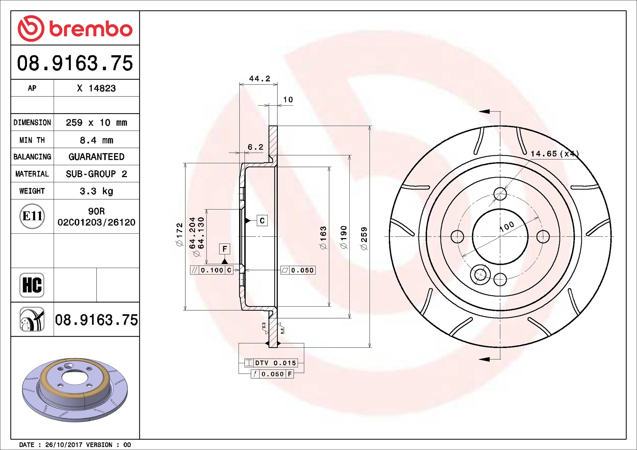 Brembo Remschijven 08.9163.75