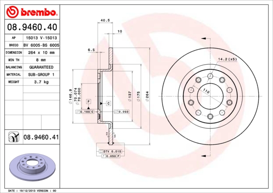 Brembo Remschijven 08.9460.41