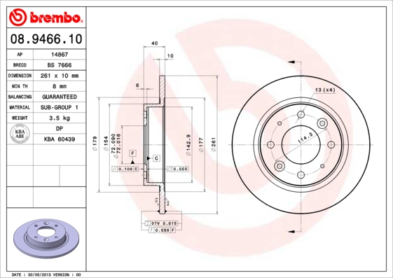 Brembo Remschijven 08.9466.10