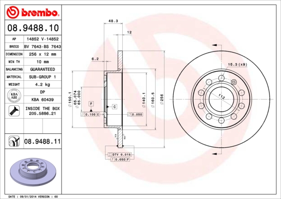 Brembo Remschijven 08.9488.11