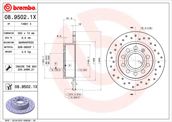 Brembo Remschijven 08.9502.1X