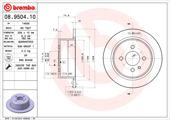 Brembo Remschijven 08.9504.10