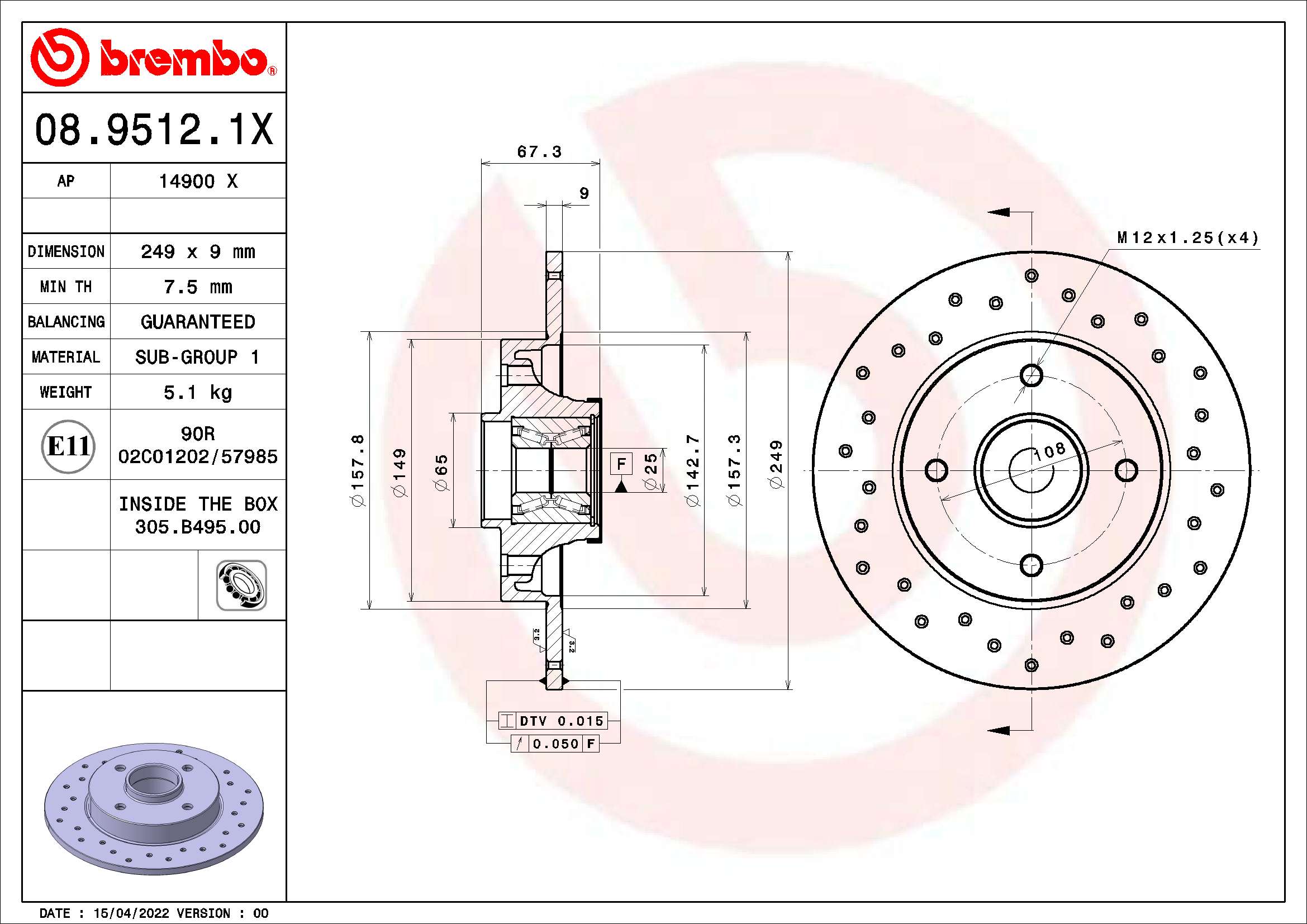 Brembo Remschijven 08.9512.1X