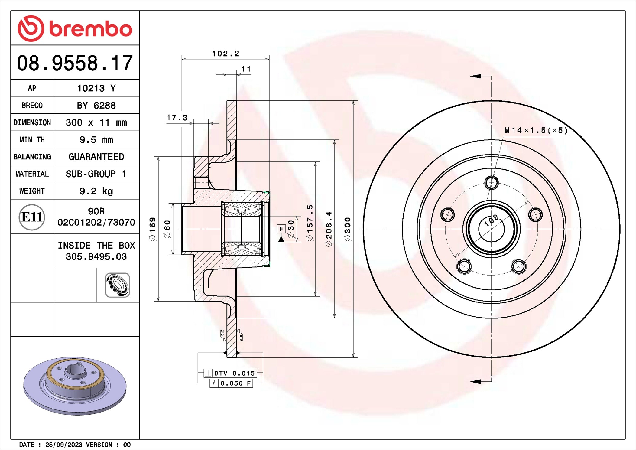 Brembo Remschijven 08.9558.17