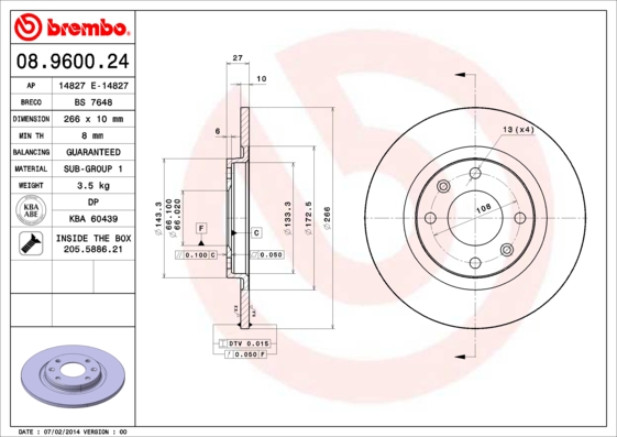 Brembo Remschijven 08.9600.24