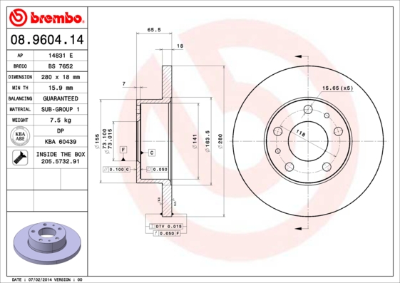 Brembo Remschijven 08.9604.14