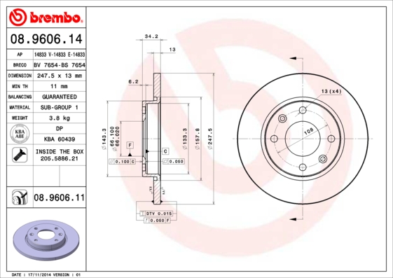 Brembo Remschijven 08.9606.11