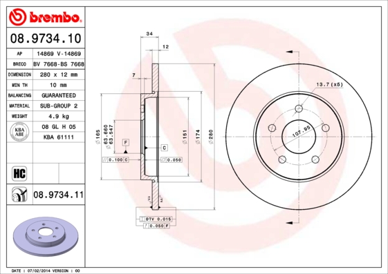 Brembo Remschijven 08.9734.11