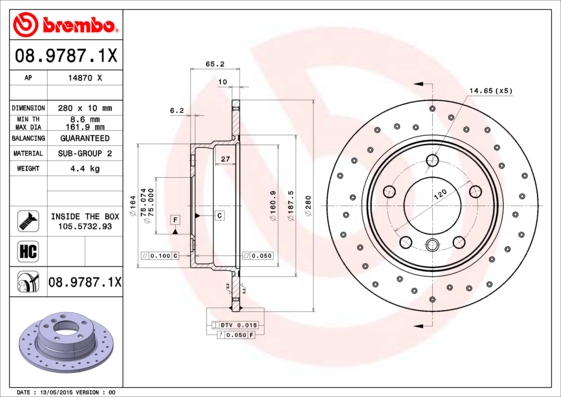 Remschijven Brembo 08.9787.1X