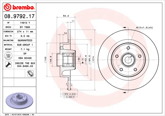 Brembo Remschijven 08.9792.17