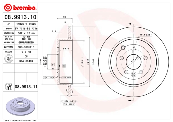 Brembo Remschijven 08.9913.11