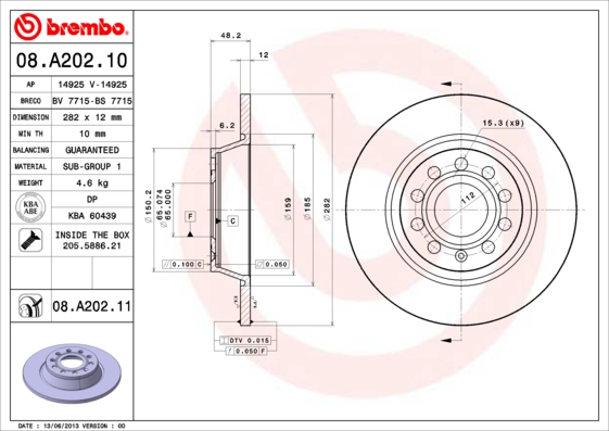 Brembo Remschijven 08.A202.11