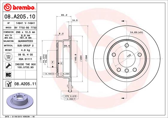 Brembo Remschijven 08.A205.11