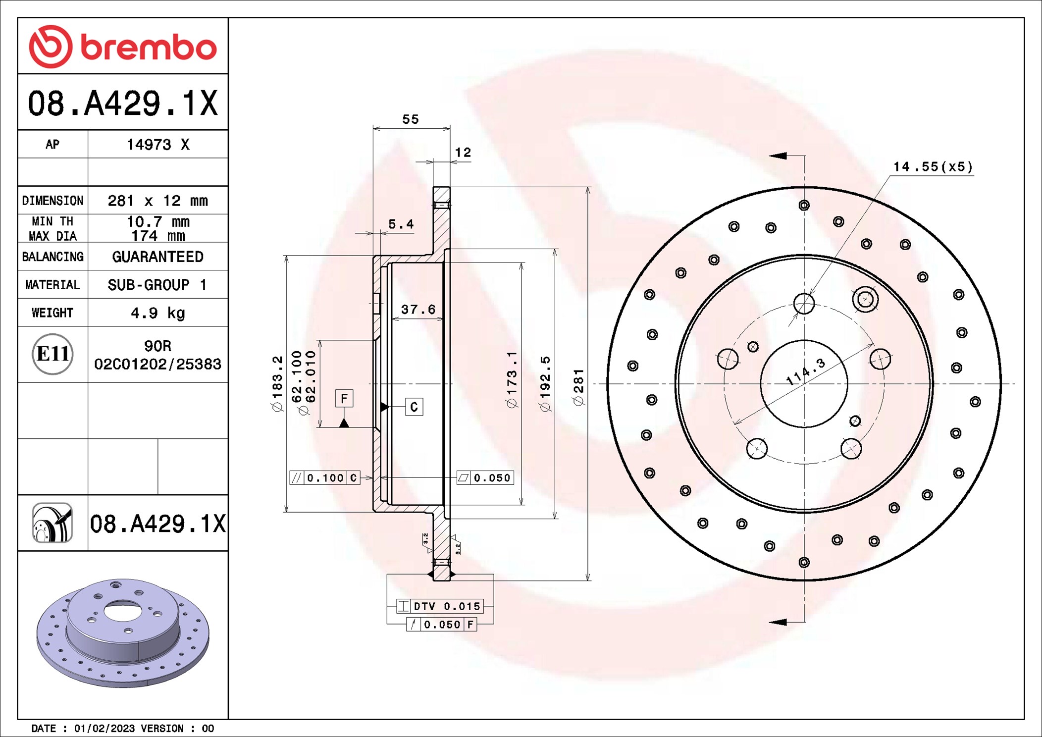 Brembo Remschijven 08.A429.1X