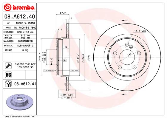 Brembo Remschijven 08.A612.41