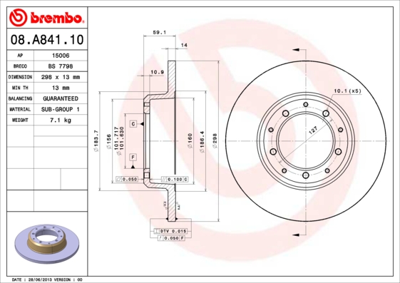 Brembo Remschijven 08.A841.10