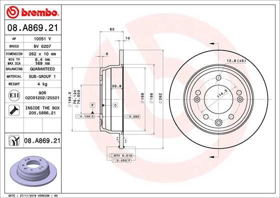 Brembo Remschijven 08.A869.21