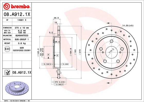 Brembo Remschijven 08.A912.1X