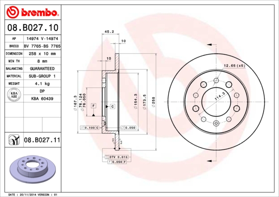 Brembo Remschijven 08.B027.11