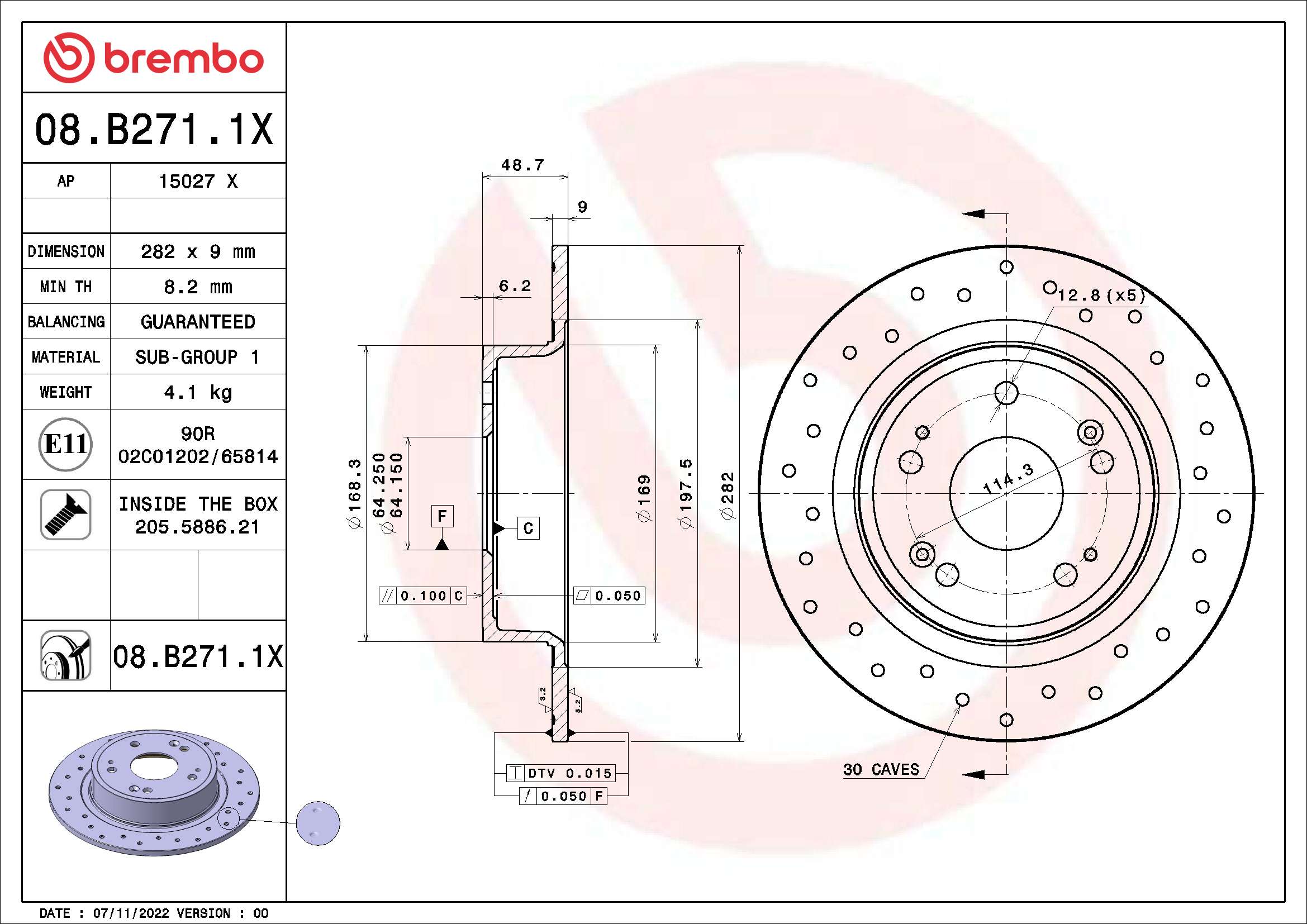 Remschijven Brembo 08.B271.1X