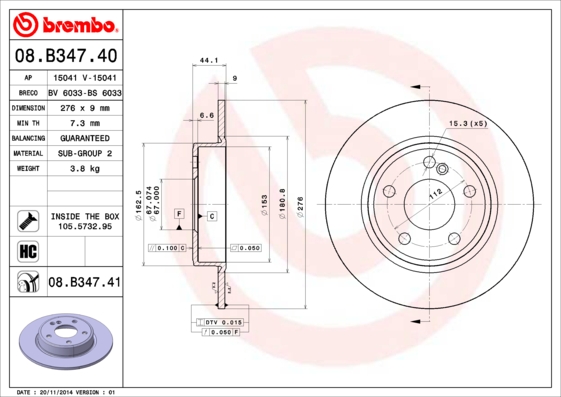 Brembo Remschijven 08.B347.41