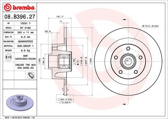 Brembo Remschijven 08.B396.27